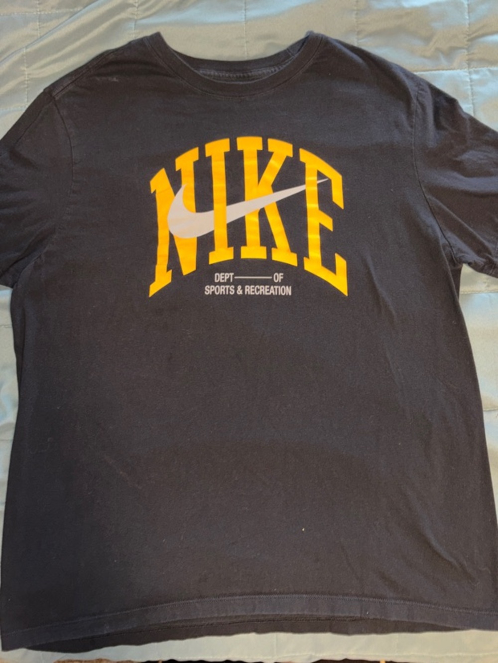 Nike Black Short-Sleeve Tee with Yellow Logo and White Swoosh